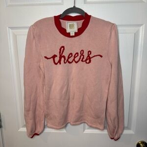 Emily McCarthy Pink and Red 'Cheers' Sweater Cotton Rayon Blend Size XS GUC
